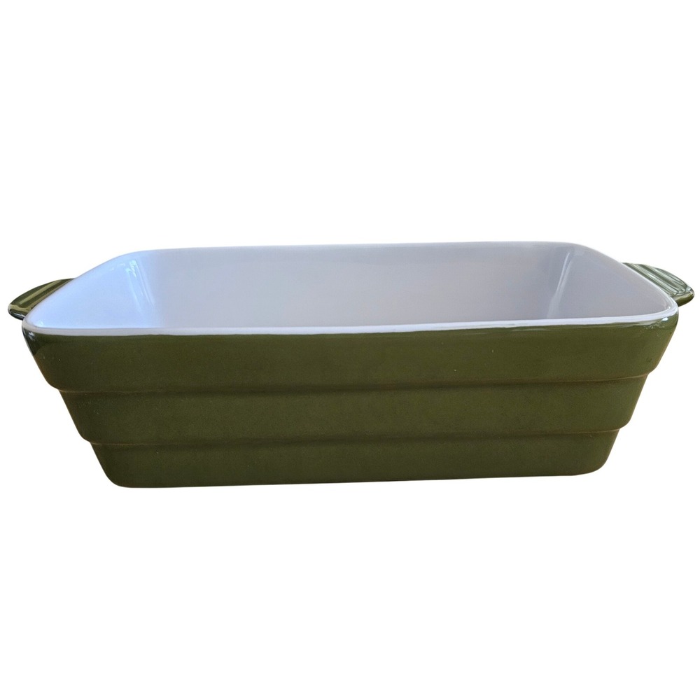 Remy Olivier Cuisine Olive Green Rectangular Ceramic Baking Dish with Handles